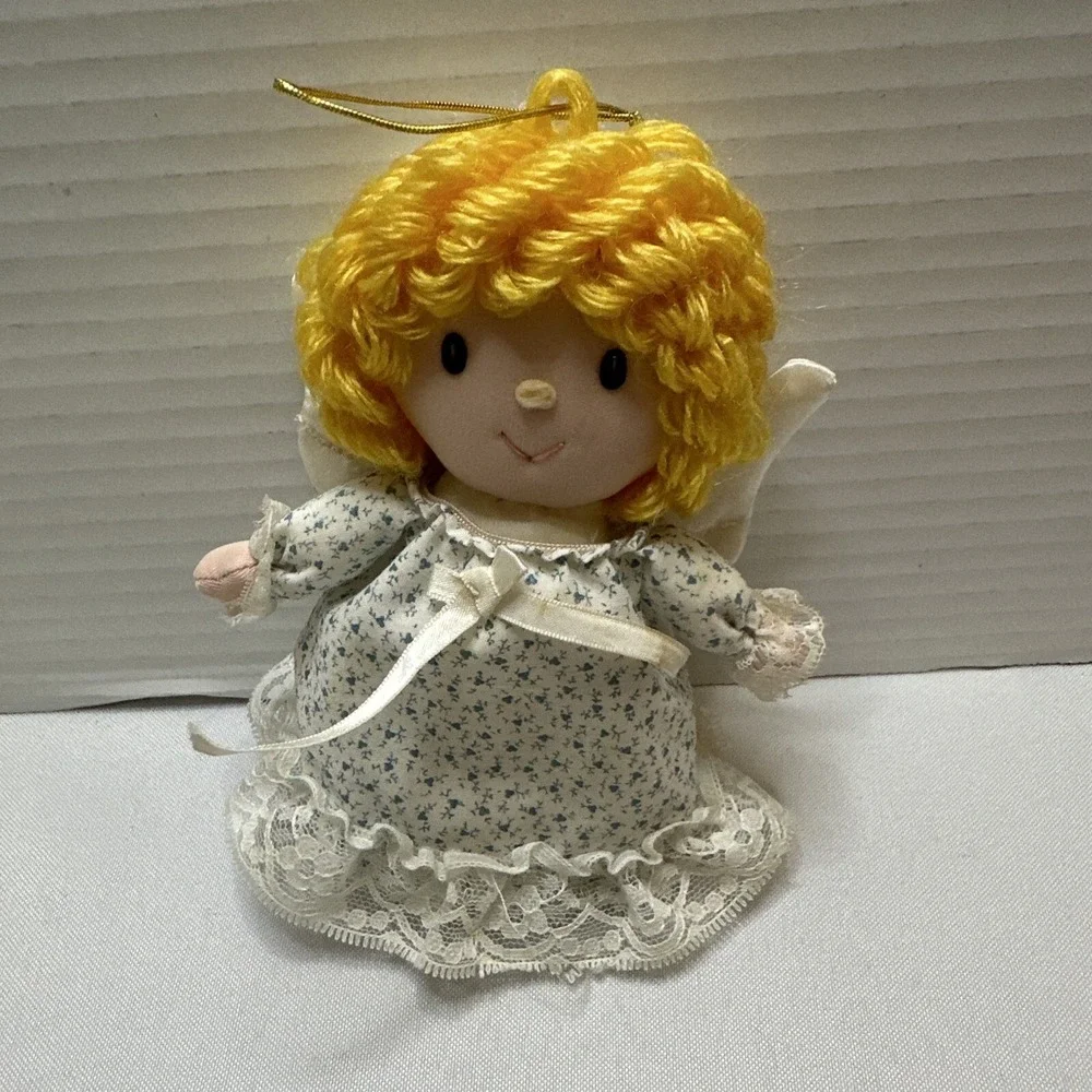 Russ Berries Blonde Curly Haired‎ Angel Doll Plush Ornament